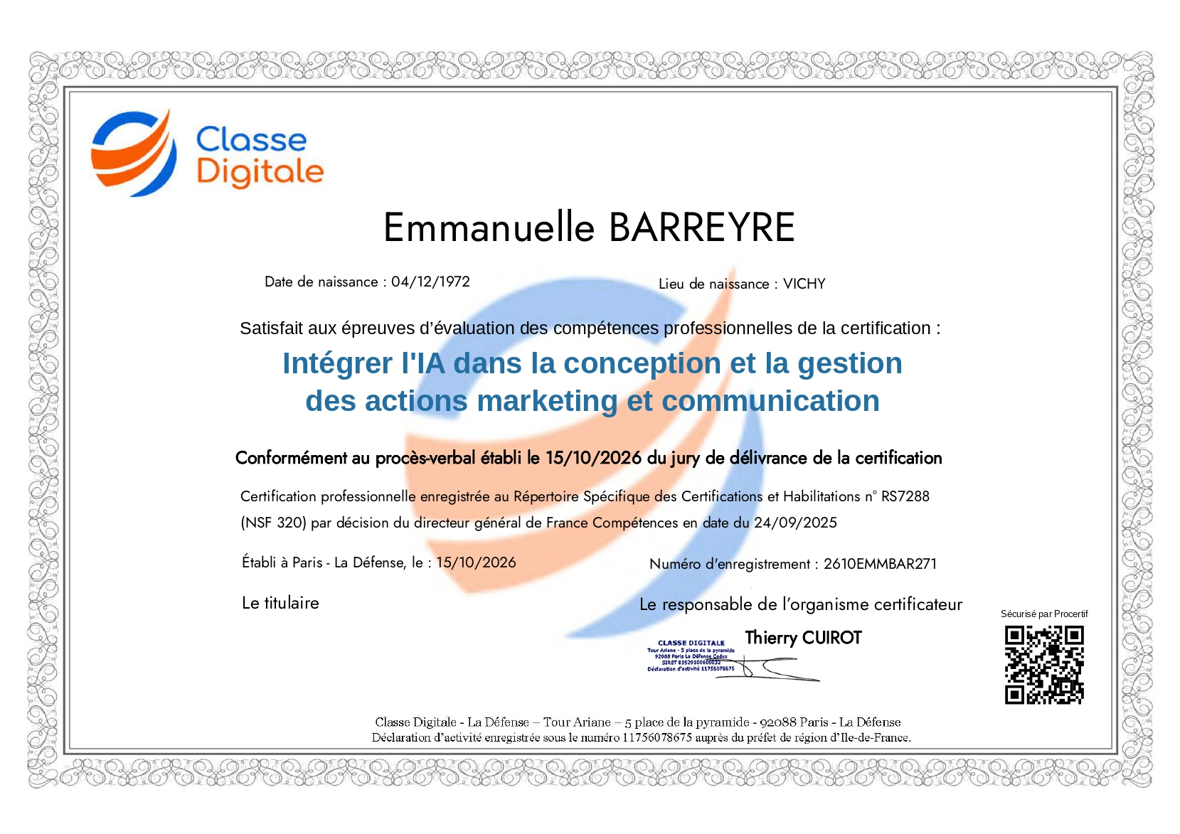 Certificat IA