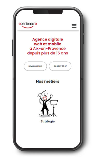 Site d'e-partenaire affiché sur un iPhone